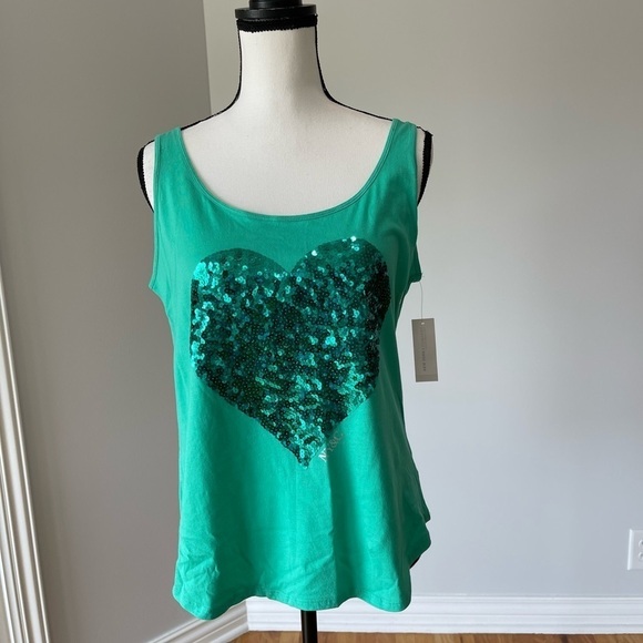 New York & Company size large tank top with sequin heart new with tags - Picture 10 of 11